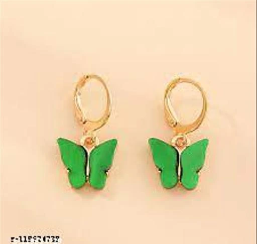 green butterfly earrings