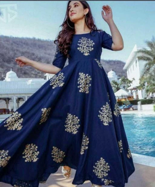 Checkout this latest Gowns
Product Name: *Drishya Versatile Women Gowns*
Fabric: Rayon
Sleeve Length: Short Sleeves
Pattern: Printed
Multipack: 1
Sizes:
XXXL (Bust Size: 46 in, Length Size: 52 in) 
Country of Origin: India
Easy Returns Available In Case Of Any Issue


SKU: Trendy blue gown
Supplier Name: SG Shyam

Code: 024-11999343-7401

Catalog Name: Kashvi Modern Women Gowns
CatalogID_2285123
M04-C07-SC1289