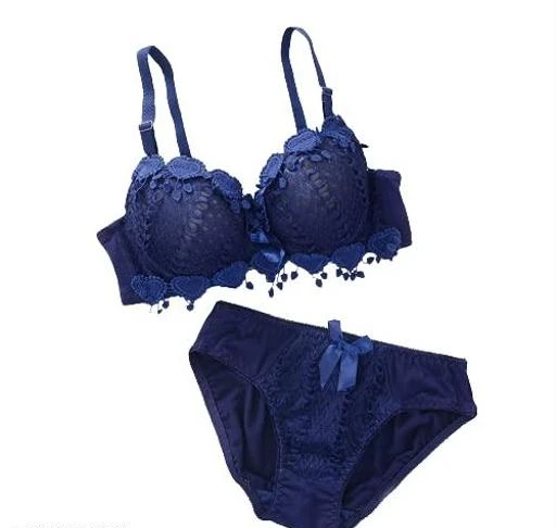Little Lacy Padded Ladies Satin Navy Blue Panty Set at Rs 795/set in Mumbai