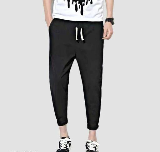 Solid Cotton Blend Slim Fit Men's Track Pants