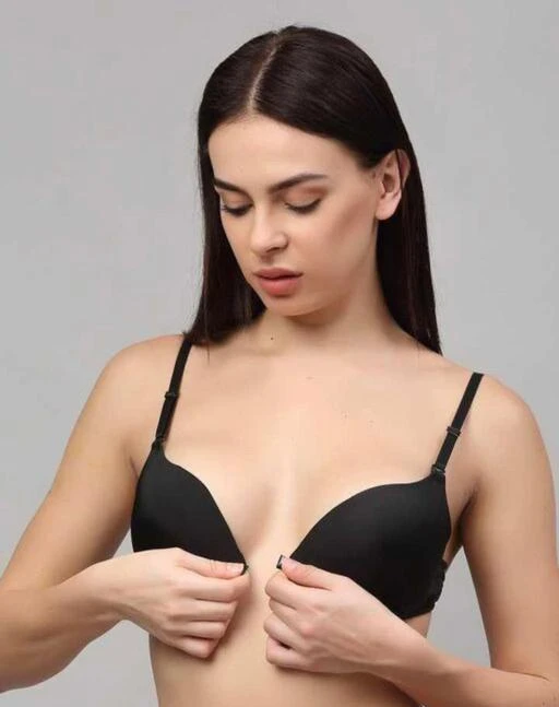 Womens Solid Underwired Padded Front Open Bra