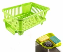 3 in 1 Combo Kitchen Utensil Drainer Basket with Tray