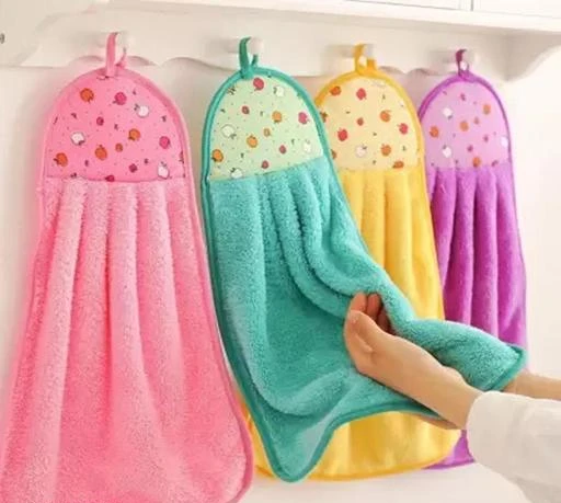 Beautiful Microfiber Wash Basin Hanging Kitchen Towel Multicolor Pack Of 4  