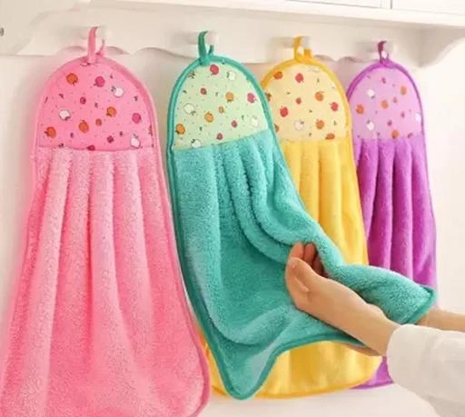 Beautiful Microfiber Wash Basin Hanging Kitchen Towel Multicolor Pack Of 4