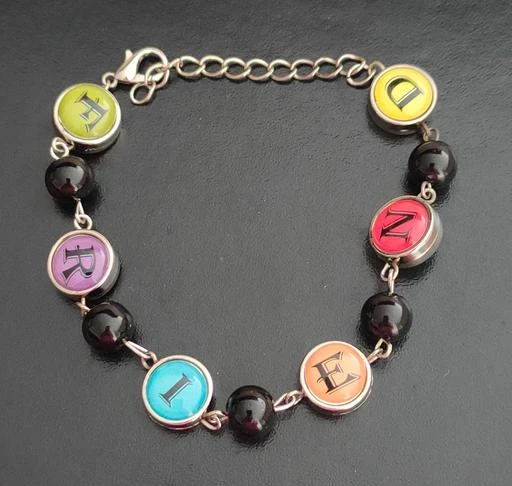 Letter E multicolor stones bracelet