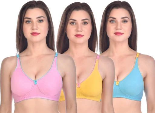 Women's Fashionable Non Padded Seamless Bra Pack of 3