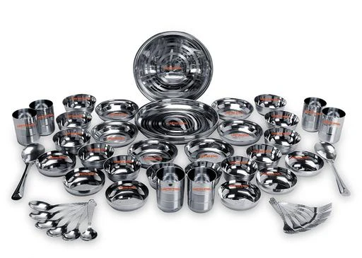 Checkout this latest Dinnerware Sets
Product Name: *LiMETRO STEEL Stainless Steel Dinner Set of 50 (6 Dinner Plates, 6 Big Halva Plates, 6 Small Halva Plates, 6 Big Bowl/Wati, 6 Small Bowl/Wati, 6 Glasses, 6 Spoons, 6 Forks, 2 Serving Spoons)*
Material: Stainless Steel
Country of Origin: India
Easy Returns Available In Case Of Any Issue


SKU: LM0007
Supplier Name: Prime Store

Code: 4981-12367066-0465

Catalog Name: Trendy Dinnerware Sets
CatalogID_2378001
M08-C23-SC2068