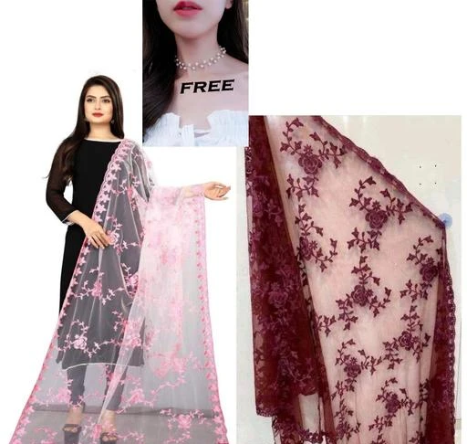 Checkout this latest Dupattas
Product Name: *KAAJ BUTTONS WOMEN NET EMBROIDERY BY 2 DUPATTA + 1 PEARL NECKLACE FREE(COLOR :- BABY-PINK & MAROON)  *
Fabric: Net
Pattern: Embroidered
Net Quantity (N): 2
Sizes:Free Size (Length Size: 2.25 m) 
SPECIAL OFFER BY 2 DUPATTA + 1 PEARL NECKLACE FREE ... FREE ... FREE ... Trendy Designer Net Dupatta for women : Beautiful Embroidered Aari Work Dupatta With Four Side Perfect Finishing Cutwork on Edge & Elegant Quality Net Dupatta Rich Look Party Wear gorgeous grace. This Designer net creation will definitely give your feminine charm a hint of subdued elegance. Material Composition Net Dupatta : Heavy Net With Four Side Cutwork On Edge. Length of Net Dupatta : 2.25 meter X 1 meter | Care Instructions : Hand Wash & Dry Clean only. Add a touch of elegance to your wardrobe with this exquisite piece of designer Dupatta from the house of Kaaj buttons. Swathed with a cheerful pattern , this piece speaks volume., Its pairing With Any Of your favorite piece of clothing & Can be pair with Any color Of long Kurti and you are Look to Good . The Four Side Cutwork on EDGE makes this dupatta simply irresistible. The pretty look and comfortable feel of this Dupatta will make it your favorite tag along accessory. It will pair beautifully with different salwar sharara and Kurtis exalting lavish elegance and rich look party wear. A perfect gift for women and girls for all occasions can be used as a bridal dupatta /chunni to cover head and shoulders during functions and ceremonies. Some more words about Women Girl Designer Net Dupattas.
Country of Origin: India
Easy Returns Available In Case Of Any Issue


SKU: a_BI_IDY
Supplier Name: KAAJ BUTTONS

Code: 513-124123782-993

Catalog Name: Elegant Attractive Women Dupattas
CatalogID_36401324
M03-C06-SC1006