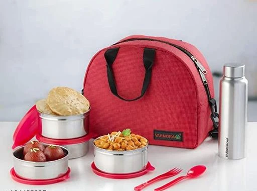 Checkout this latest Lunch Boxes
Product Name: *Varmora SS (Stainless Steel) Family Lunch Box (Tiffine) 390ml x2 SS Container,520ml x2 SS Container,Poto SS Matt 500ml x1*
Material: Stainless Steel
Type: Basic
Microoven Safe: Yes
Add Ons: With Bag
Product Breadth: 20 Cm
Product Height: 14 Cm
Product Length: 14 Cm
Net Quantity (N): Pack Of 1
Good for Professionals, Student, family picnic,Jobbers,Foodie Person,best for 2 diet person, SS 304 food grade Stainless steel Containers, BPA Free Lid, FDA Approved, Air-tight and liquid-tight containers, Durable And Virtually Unbreakable Construction, Package Contains: 520 ml Stainless steel Container x 2 Nos,390 ml Stainless steel Container x 2 Nos, Stainless Steel Bottle 500 ml 1 Nos, Spoon & Fork,Carry case with belt, Easy to clean High Quality fabric jacket,
Country of Origin: India
Easy Returns Available In Case Of Any Issue


SKU: UinC3KWl
Supplier Name: ACE ENTERPRISES

Code: 477-124485927-9431

Catalog Name: Trendy Lunch Boxes
CatalogID_36512946
M08-C23-SC1260