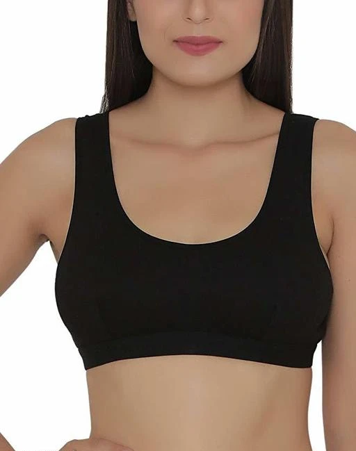 Women's Cotton Non-Padded Non-Wired Seamed Regular Everyday Bra-BLACK-40A