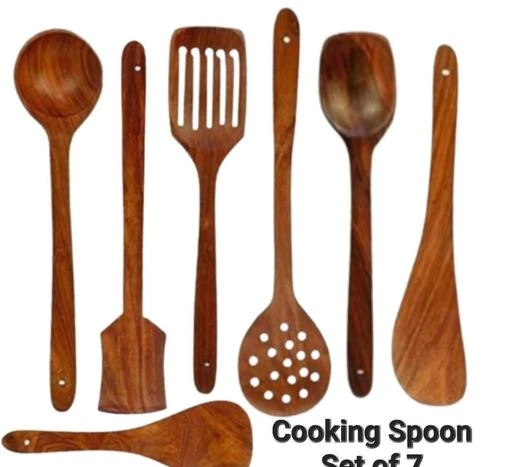 Checkout this latest Cooking Spoons
Product Name: *A.G.F. Traders Wooden Spatula Set For Kitchen, Cooking And Serving For Non Stick Utensils And Cookware*
Material: Wooden
Type: Non Stick
Product Breadth: 3 Inch
Product Height: 10 Inch
Product Length: 12 Inch
Net Quantity (N): Pack Of 7
A.G.F. Traders Wooden Spatula Set for Kitchen Cooking and Serving for Non Stick Utensils & Cookware  Features and Benefits:-  Features:- High Quality Wood: Hand-crafted, Sturdy Design And Standard Size Sheesham wood Cooking  Spoons Set.  Ideal for Non-stick cookware : Scratch Resistant, Heat Resistant, Long Life.  Dishwasher Safe : Wash thoroughly with Warm Water and dry in open air. Apply Olive Oil  7 Set of spatulas serve:-  • Strainer Spoon - To strain your poori, Pakodas, fried snacks, etc.  • Slotted Spoon - To strain and make paranthas.  • Palta / Turner / Flip - To flip Dosa, burgers, paranthas, mixing vegetables, saueting, mashing  Vegetables, etc..  • Karchi / Doi - To mix and mash vegetables and can use for serving too.  • Frying Spoon - To prepare and mix and Mash vegetables in pan. long and sturdy for more  food preparation.  • Spatula / Turner / Flip - To prepare batter for Dosa and Chilla and you can use to flipping Dosa,  Chilla, Paranthas, Burgers, etc.  • Rice Spoon - To serve Rice, Biryani, etc. and you can use for common cooking purpose also.  Dimensions:- • All Spoons are made in standard Sizes. •  These standard size spoon are comfortable to use. • Beware of other sellers who supply small size of spoon to their customers increasing their profit margins. • We do not compromise over the product and it’s Quality.  Use & Care:- • Hand wash Cooking Spoons thorou
Country of Origin: India
Easy Returns Available In Case Of Any Issue


SKU: Best_quality_7spoon_wooden
Supplier Name: A.G.F. Traders

Code: 961-125576553-995

Catalog Name: Designer Cooking Spoons
CatalogID_36814784
M08-C23-SC2296