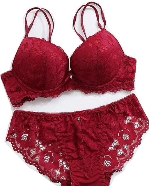 Comfortable Stylish sexy red fancy bra panty set Deals 