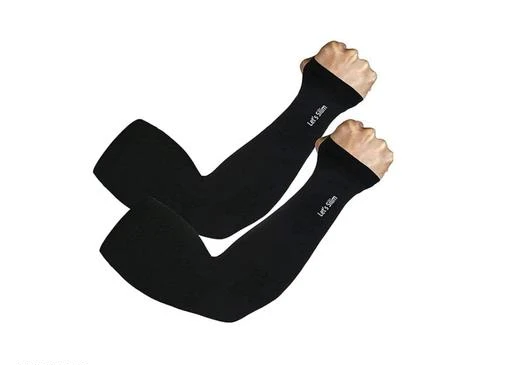  Trendy Let Slim Full Black Arm Sleeve Glove With Thumb Hole Hand