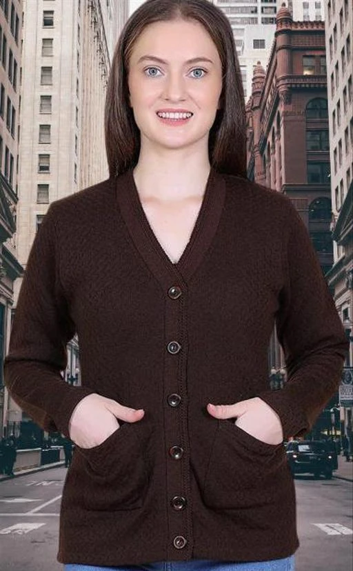 WOMEN WINTER WEAR SWEATER, WOMEN CARDIGAN, WOMEN BUTTON ROUND NECK  SWEATER