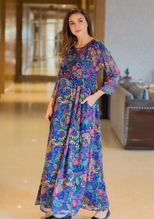 Checkout this latest Kurtis
Product Name: *Georgette Printed Maternity Gown/ Maternity Wear/ Feeding Gown for women*
Fabric: Georgette
Sleeve Length: Three-Quarter Sleeves
Pattern: Printed
Combo of: Single
Sizes:
M (Bust Size: 38 in, Size Length: 54 in) 
L (Bust Size: 40 in, Size Length: 54 in) 
XL (Bust Size: 42 in, Size Length: 54 in) 
XXL (Bust Size: 44 in, Size Length: 54 in) 
MULTI BLOSSOM CONCEALED ZIP MATERNITY & NURSING MAXI  &  Feeding Gown  Two concealed zips on both sides,  Fits during and post pregnancy, Full length dress with long sleeves Front zips on both sides allow easy nursing access and extra comfort.
Country of Origin: India
Easy Returns Available In Case Of Any Issue


SKU: Sai2609
Supplier Name: SAI FSN

Code: 347-126331823-9911

Catalog Name: Jivika Petite Kurtis
CatalogID_37053393
M03-C03-SC1001