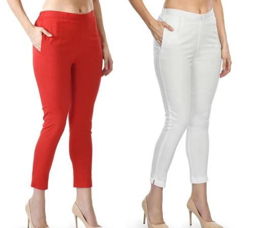  Trendy Women Regular Fit Cotton Lycra Trousers Pants Pack Of 2 /