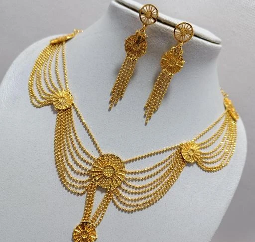 fcity.in - Golden Ball Chain Long Necklace Set Rani Haar Gold Balls ...