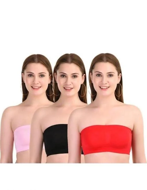  Sexy Woman Non Padded Tube Bra Pack Of 3 Pack Of N2on Padded