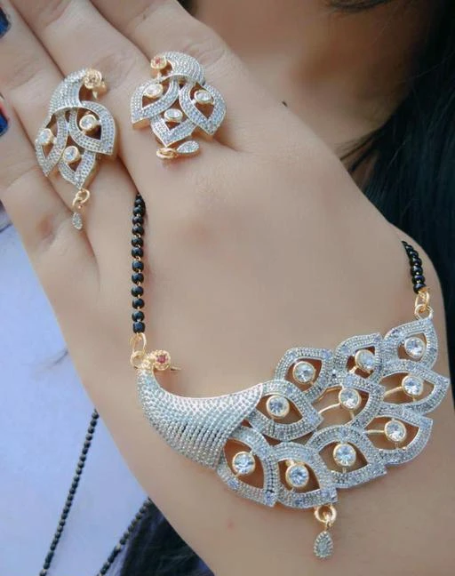 Nayas Fancy AD American Diamond Gold Plated M Letter Bracelet