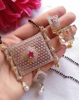Nayas Fancy AD American Diamond Gold Plated M Letter Bracelet