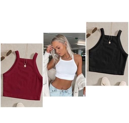 Checkout this latest Tops & Tunics
Product Name: *Trendy Sensational Women Tops & Tunics*
Fabric: Lycra
Sleeve Length: Sleeveless
Pattern: Solid
Net Quantity (N): 3
Sizes:
XXS (Bust Size: 28 in, Length Size: 16 in) 
XS (Bust Size: 30 in, Length Size: 16 in) 
S (Bust Size: 32 in, Length Size: 16 in) 
M (Bust Size: 34 in, Length Size: 16 in) 
This combo of 3 Solid cami top Comes in american crepe lycra fabric This top featuring a round neckline, sleeveless, and a crop straight closure at the hem. this top is suitable for summer season .and the length of this top is 16 inches.
Country of Origin: India
Easy Returns Available In Case Of Any Issue


SKU: FR solid cami designer combo of 3 (black white mehroon)<
Supplier Name: FASHION RAFTAAR

Code: 364-129744920-9921

Catalog Name: Trendy Sensational Women Tops & Tunics
CatalogID_38154850
M04-C07-SC1020