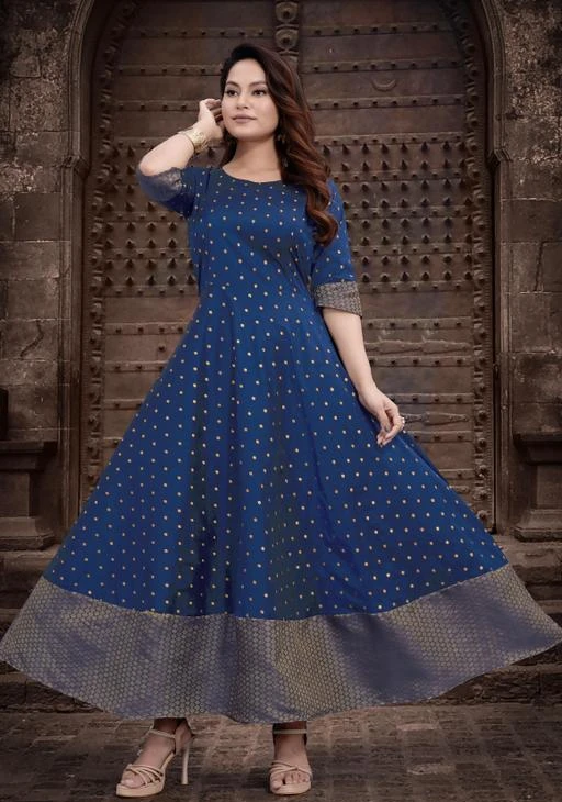 fcity.in - Vyakom Exports Blue Taffeta Silk Gown For Women All