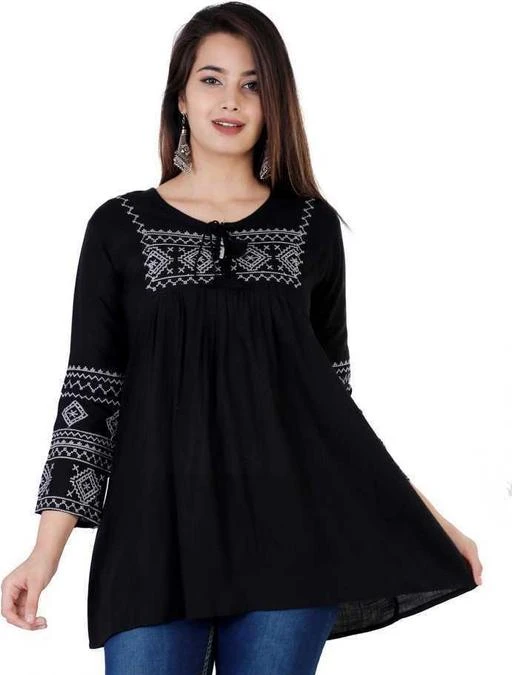 Checkout this latest Tops & Tunics
Product Name: *Stylish Casual Wear Regular Sleeves Embroidered Work Women's Ethnic Top and Tunics*
Fabric: Rayon
Sleeve Length: Three-Quarter Sleeves
Pattern: Embroidered
Net Quantity (N): 1
Sizes:
S, M (Bust Size: 38 in) 
L (Bust Size: 40 in) 
XL (Bust Size: 42 in) 
XXL (Bust Size: 44 in) 
XXXL
Country of Origin: India
Easy Returns Available In Case Of Any Issue


SKU: HebaTopBlack
Supplier Name: madstitches_apparels

Code: 873-12987251-039

Catalog Name: Pretty Ravishing Women Tops & Tunics
CatalogID_2527939
M04-C07-SC1020