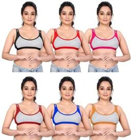 Women cotton Non padded sports bra pack of 3