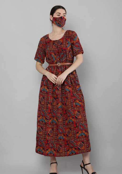 Checkout this latest Dresses
Product Name: *ZEESHE MEESHE  Women's Crepe Solid Mask and Belt Included Half Sleeve Maxi Dress | Red*
Fabric: Crepe
Sleeve Length: Short Sleeves
Pattern: Printed
Net Quantity (N): 1
Sizes:
S (Bust Size: 36 in) 
M (Bust Size: 38 in) 
L (Bust Size: 40 in) 
XL (Bust Size: 42 in) 
XXL (Bust Size: 44 in) 
ZEESHE MEESHE A-Line Maxi Dress for Women Latest Design is Elegant & Comfortable, Suitable as Party Wear Dress, Casual Dress & Gown for Functions & Events
ZEESHE MEESHE is a youth brand that has been started with the aim that fashion should be accessible to everyone and at affordable prices. We took the initiative to introduce budget-friendly street style fashion that is sustainable. We are created with the intention of empowering women and boosting their confidence of women. We believe that each and every woman is unique, and attractive and should be made to embrace their beauty.
So our mission: to create a brand that allows women to discover their beauty and express their unique personalities came into being.
Our customer’s opinions and feedback are the key ingredient to growth and improvement and are incorporated into the company’s strategy whenever possible.
We keep prices low without losing out on quality, innovation, or style. The customer comes the first is our belief at ZEESHE MEESHE.
Make your date special as you flaunt your beauty in this dress
ZEESHE MEESHE offers you to attract compliments by this attractive stitched Gown dress made with fine quality material and beautiful work which can be worn for functions, festivals, parties, and even office also.
Country of Origin: India
Easy Returns Available In Case Of Any Issue


SKU: 1864308215
Supplier Name: ZEESHEMEESHE

Code: 324-129921047-9941

Catalog Name: Classic Modern Women Dresses
CatalogID_38212552
M04-C07-SC1025