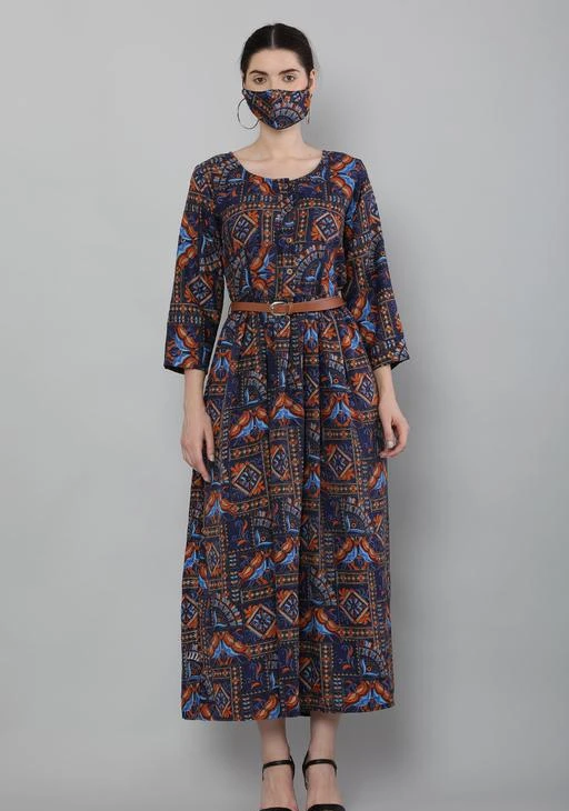 Checkout this latest Dresses
Product Name: *ZEESHE MEESHE  Women's Crepe Solid Mask and Belt Included 3/4 Sleeve Maxi Dress | Blue*
Fabric: Crepe
Sleeve Length: Three-Quarter Sleeves
Pattern: Printed
Net Quantity (N): 1
Sizes:
S (Bust Size: 36 in) 
M (Bust Size: 38 in) 
L (Bust Size: 40 in) 
XL (Bust Size: 42 in) 
XXL (Bust Size: 44 in) 
ZEESHE MEESHE A-Line Maxi Dress for Women Latest Design is Elegant & Comfortable, Suitable as Party Wear Dress, Casual Dress & Gown for Functions & Events
ZEESHE MEESHE is a youth brand that has been started with the aim that fashion should be accessible to everyone and at affordable prices. We took the initiative to introduce budget-friendly street style fashion that is sustainable. We are created with the intention of empowering women and boosting their confidence of women. We believe that each and every woman is unique, and attractive and should be made to embrace their beauty.
So our mission: to create a brand that allows women to discover their beauty and express their unique personalities came into being.
Our customer’s opinions and feedback are the key ingredient to growth and improvement and are incorporated into the company’s strategy whenever possible.
We keep prices low without losing out on quality, innovation, or style. The customer comes the first is our belief at ZEESHE MEESHE.
Make your date special as you flaunt your beauty in this dress
ZEESHE MEESHE offers you to attract compliments by this attractive stitched Gown dress made with fine quality material and beautiful work which can be worn for functions, festivals, parties, and even office also.
Country of Origin: India
Easy Returns Available In Case Of Any Issue


SKU: 532215342
Supplier Name: ZEESHEMEESHE

Code: 324-129921049-9941

Catalog Name: Pretty Glamorous Women Dresses
CatalogID_38212553
M04-C07-SC1025