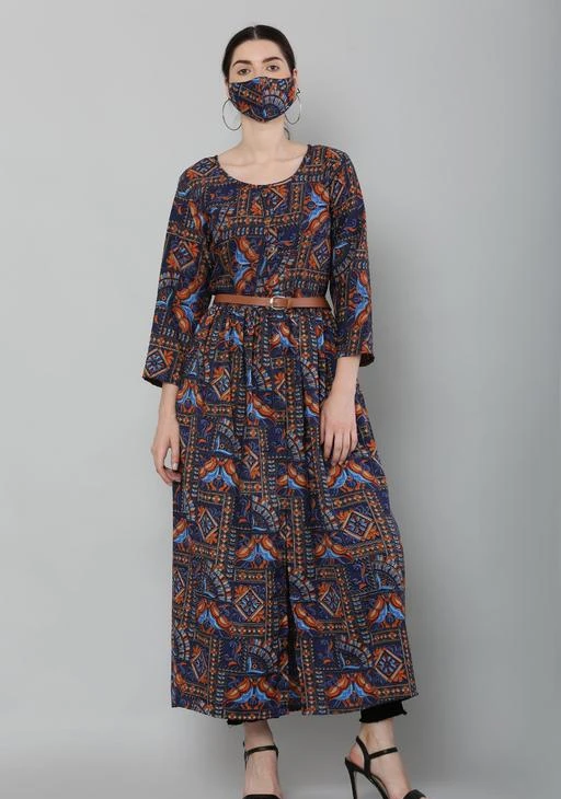 Checkout this latest Dresses
Product Name: *ZEESHE MEESHE  Women's Crepe Solid Front Open Slit And Mask and Belt Included 3/4 Sleeve Maxi Dress | Blue*
Fabric: Crepe
Sleeve Length: Three-Quarter Sleeves
Pattern: Printed
Net Quantity (N): 1
Sizes:
S (Bust Size: 36 in) 
M (Bust Size: 38 in) 
XL (Bust Size: 42 in) 
XXL (Bust Size: 44 in) 
ZEESHE MEESHE A-Line Maxi Dress for Women Latest Design is Elegant & Comfortable, Suitable as Party Wear Dress, Casual Dress & Gown for Functions & Events
ZEESHE MEESHE is a youth brand that has been started with the aim that fashion should be accessible to everyone and at affordable prices. We took the initiative to introduce budget-friendly street style fashion that is sustainable. We are created with the intention of empowering women and boosting their confidence of women. We believe that each and every woman is unique, and attractive and should be made to embrace their beauty.
So our mission: to create a brand that allows women to discover their beauty and express their unique personalities came into being.
Our customer’s opinions and feedback are the key ingredient to growth and improvement and are incorporated into the company’s strategy whenever possible.
We keep prices low without losing out on quality, innovation, or style. The customer comes the first is our belief at ZEESHE MEESHE.
Make your date special as you flaunt your beauty in this dress
ZEESHE MEESHE offers you to attract compliments by this attractive stitched Gown dress made with fine quality material and beautiful work which can be worn for functions, festivals, parties, and even office also.
Country of Origin: India
Easy Returns Available In Case Of Any Issue


SKU: 1659343531
Supplier Name: ZEESHEMEESHE

Code: 324-129921053-9941

Catalog Name: ZEESHE MEESHE  Women's Crepe Solid Front Open Slit And Mask and Belt Included 3/4 Sleeve Maxi Dress | 
CatalogID_38212555
M04-C07-SC1025