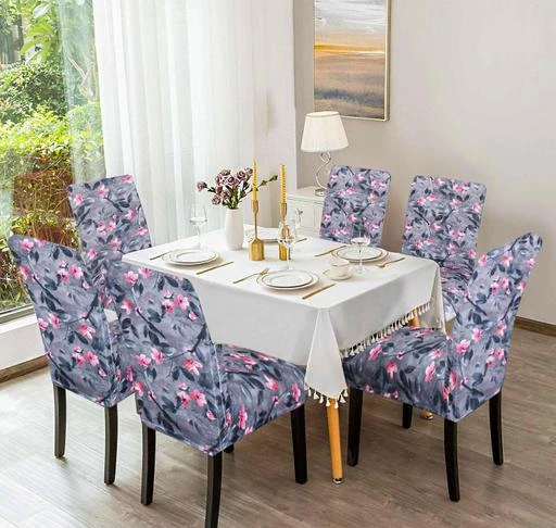  Fabane Polycotton Stretchable Geometric Printed Dining Chair  Cover