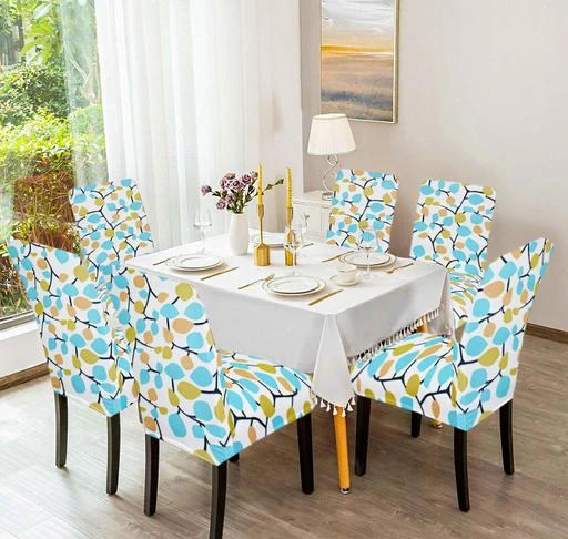  Fabane Polycotton Stretchable Geometric Printed Dining Chair  Cover