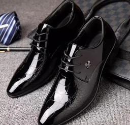 Men's patent Leather lace- up formal shoes