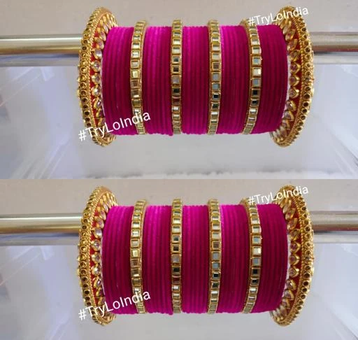  Trylo Pink Bridal Chooda Wedding Chura Rani Bangle Set /  Twinkling