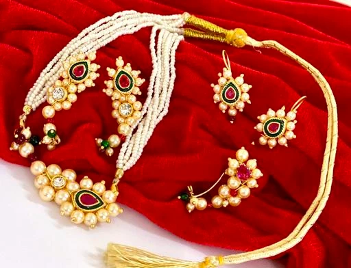 Checkout this latest Jewellery Set
Product Name: *Traditional Gold Plated Latest Stylish Designer Adjustable Kolhapuri Tanmani Necklace Set And Nath Earrings Combo *
Base Metal: Brass & Copper
Plating: Gold Plated
Stone Type: Cubic Zirconia/American Diamond
Type: Necklace and Earrings
Multipack: 1
Country of Origin: India
Easy Returns Available In Case Of Any Issue


SKU: Pearl Pot Combo-18
Supplier Name: SAJIRI

Code: 783-13107626-927

Catalog Name: Twinkling Fancy Jewellery Sets
CatalogID_2558162
M05-C11-SC1093