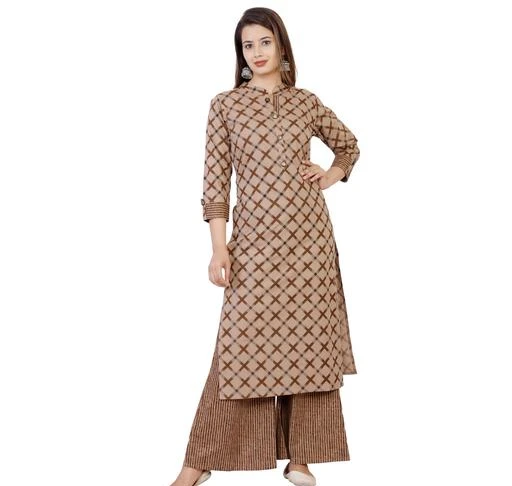 Checkout this latest Kurta Sets
Product Name: *Women Cotton Straight Printed Long Kurti With Palazzos*
Kurta Fabric: Cotton
Bottomwear Fabric: Cotton
Fabric: Cotton
Sleeve Length: Three-Quarter Sleeves
Set Type: Kurta With Bottomwear
Bottom Type: Palazzos
Pattern: Printed
Multipack: Single
Sizes:
M (Bust Size: 38 in, Shoulder Size: 14.5 in, Kurta Waist Size: 38 in, Kurta Hip Size: 40 in, Kurta Length Size: 46 in, Bottom Waist Size: 28 in, Bottom Hip Size: 40 in, Bottom Length Size: 40 in) 
L (Bust Size: 40 in, Shoulder Size: 15 in, Kurta Waist Size: 40 in, Kurta Hip Size: 42 in, Kurta Length Size: 46 in, Bottom Waist Size: 30 in, Bottom Hip Size: 42 in, Bottom Length Size: 40 in) 
XL (Bust Size: 42 in, Shoulder Size: 15.5 in, Kurta Waist Size: 42 in, Kurta Hip Size: 44 in, Kurta Length Size: 46 in, Bottom Waist Size: 32 in, Bottom Hip Size: 44 in, Bottom Length Size: 40 in) 
XXL (Bust Size: 44 in, Shoulder Size: 16 in, Kurta Waist Size: 44 in, Kurta Hip Size: 46 in, Kurta Length Size: 46 in, Bottom Waist Size: 34 in, Bottom Hip Size: 46 in, Bottom Length Size: 40 in) 
Country of Origin: India
Easy Returns Available In Case Of Any Issue


Catalog Rating: ★4 (70)

Catalog Name: Women Cotton Straight Printed Long Kurti With Palazzos
CatalogID_2566350
C74-SC1003
Code: 326-13143601-5481