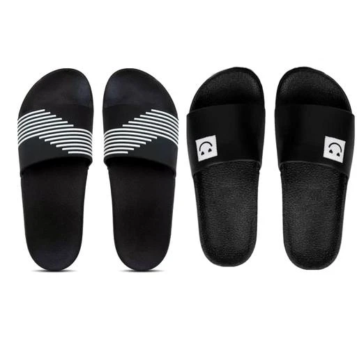 fcity.in Zz Patti Black Smile Black Men Sliders Modern