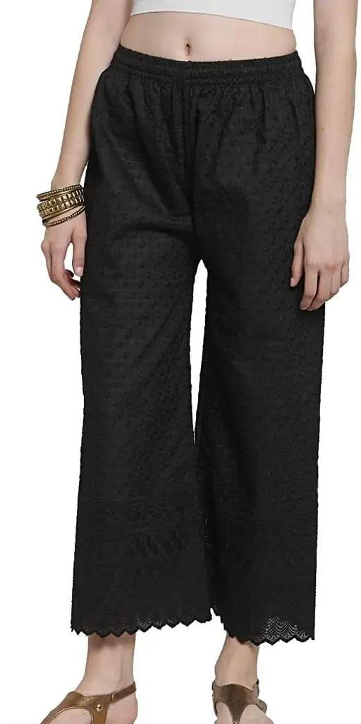 Buy SARJUKE Regular Fit Ankle Length Elastic Waist Casual Bottom Wear Palazzo  Pants for Women Black at Amazonin