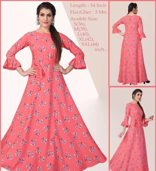 Fcity In Women Aline Pink Color Crepe Anarkali Kurti Chitrarekha Petite