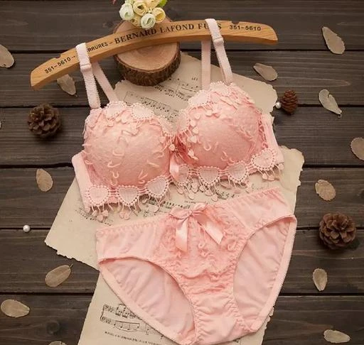 Buy COTTON PLUS Women Push Up Padded Net Lace Lingerie Set for Honeymoon Bridal  Bra Panty Undergarments. for Women Girls Bikini Set and Swimwear (Pack of  1.) (34B, Pink) at