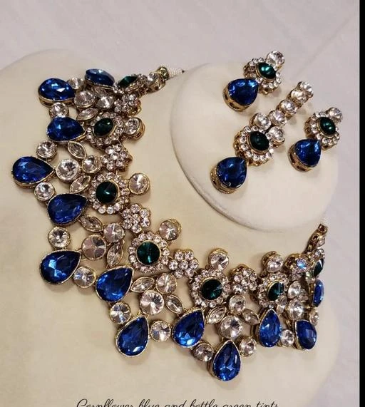 Sapphire Teardrop Earrings Necklace Set  Lovisa