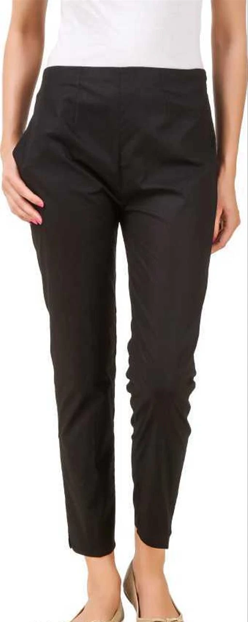 CottonLinen BlackGrey Formal Trousers For Women