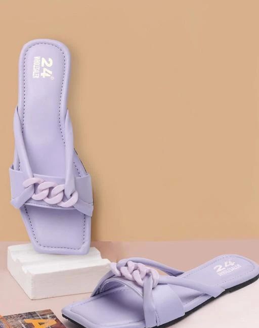 Elegant Ladies Chappals Simple Design With A Strap And Buckle On The Toe Slippers For Women Are These Fancy Purple Flat Heel Sandals