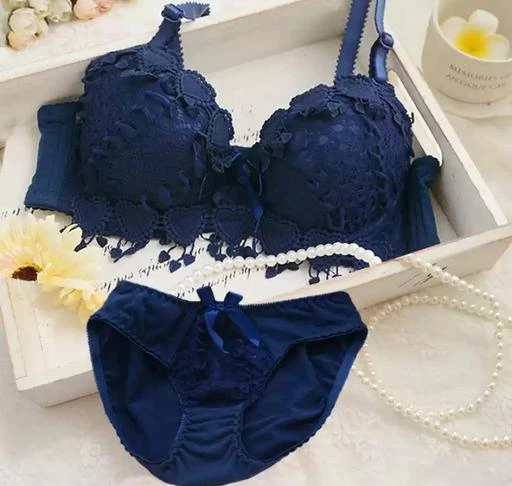 Padded Under Wired with Net Material Polyester Lace Cotton Bra-32B