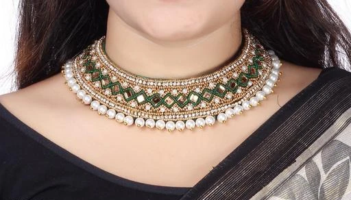 VAMA Cloth Collar Neck Golden Choker Necklace Crystal Stone Necklace Set  for Women Fabric Choker Price in India - Buy VAMA Cloth Collar Neck Golden Choker  Necklace Crystal Stone Necklace Set for