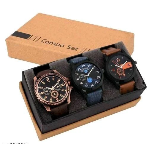 Checkout this latest Analog Watches
Product Name: *Classy Men Watches*
Strap Material: Faux Leather/Leatherette
Date Display: No
Dial Design: Solid
Dial Shape: Round
Display Type: Analog
Dual Time: No
Gps: No
Light: No
Add On: Others
Net Quantity (N): 3
Sizes: 
Free Size (Dial Diameter Size: 34 mm) 
Country of Origin: India
Easy Returns Available In Case Of Any Issue


SKU: A Copr+2+1
Supplier Name: VEER_ENTERPRISE

Code: 982-13843911-507

Catalog Name: Classy Men Watches
CatalogID_2733088
M06-C57-SC1232
