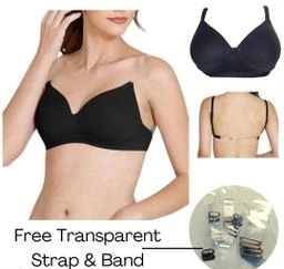 CUTY NET PAD PADDED BRA [PACK OF 1 PC] WITH FREE TRANSPARENT STRAP