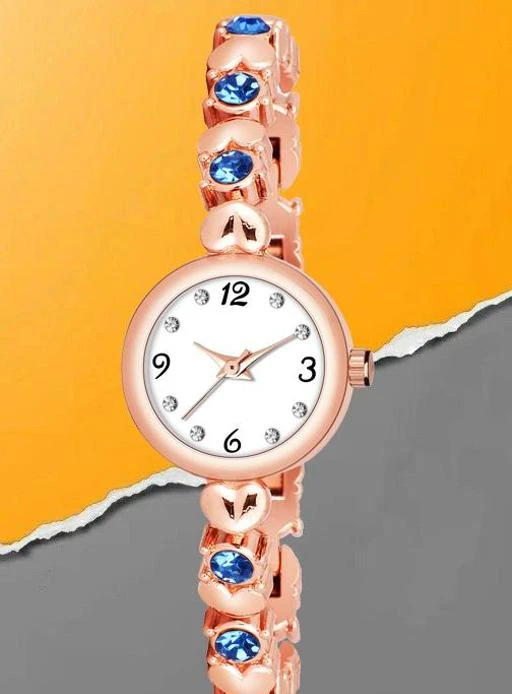 Fancy Bracelet White Dial Ladies Watches Girls Rose Gold Watch for