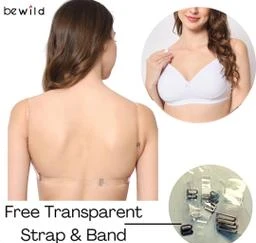  Full Coverage Backless Padded Bra With Transparent Strap And  Band /